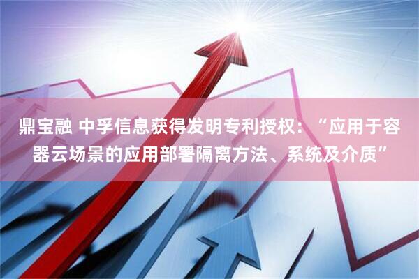 鼎宝融 中孚信息获得发明专利授权：“应用于容器云场景的应用部署隔离方法、系统及介质”