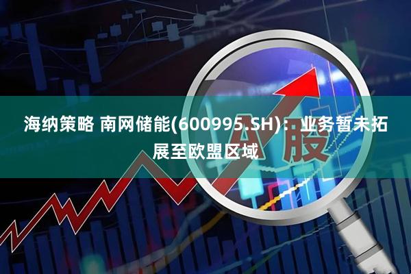 海纳策略 南网储能(600995.SH)：业务暂未拓展至欧盟区域